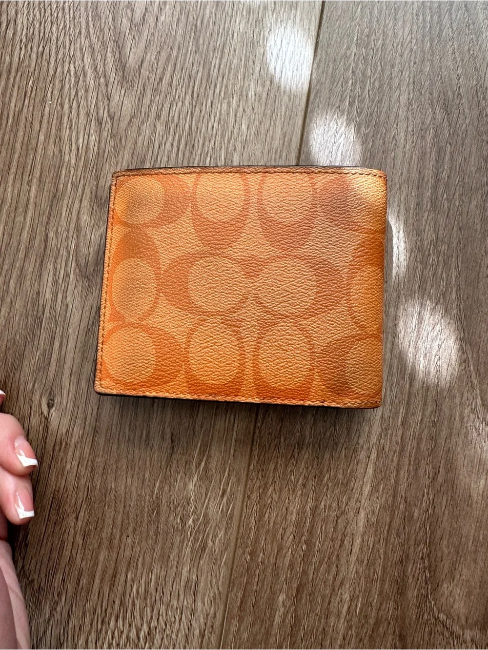 Coach Orange Signature Pattern Bifold Wallet
